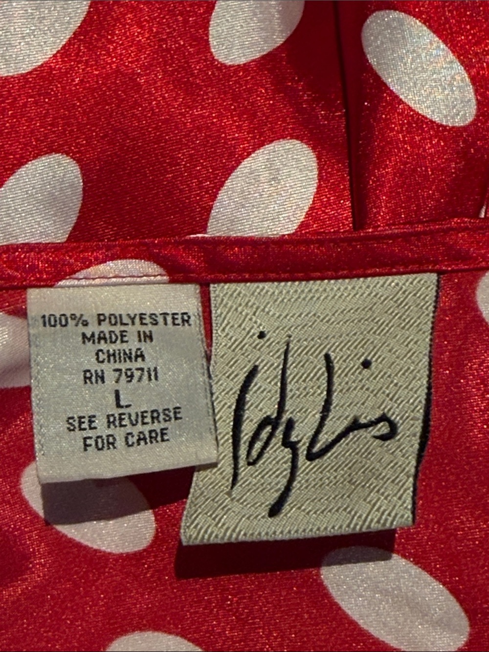 NWOT Victoria’s Secret Red White Polka Dot Satin Slip Dress Nightgown Sz Large - Picture 7 of 7